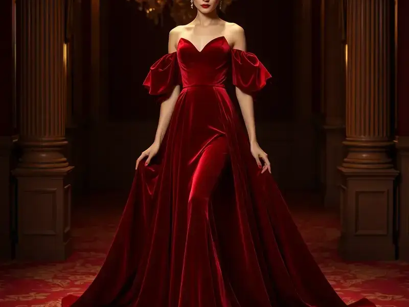 赤のベルベットのドレス